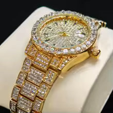 2025 Hot Fashion Gold Watches Women Luxury Stainless Steel Elegant Iced Diamond Jewellery Quartz Wristwatch Ladies watch