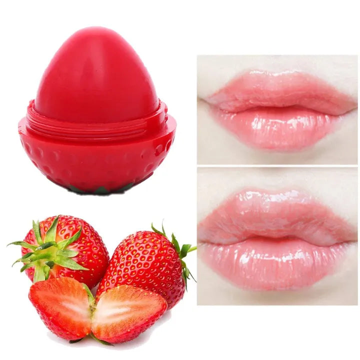 Strawberry Shaped Lip Balm – Moisturizing & Nourishing Gloss for Soft Lips – Fruity Scented