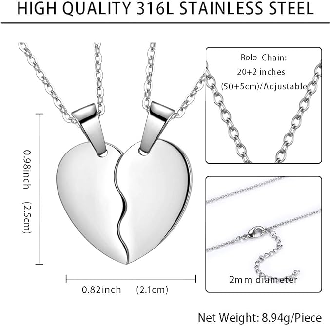 2 PCs Set Heart Broken 2 Locket With 2 Chain