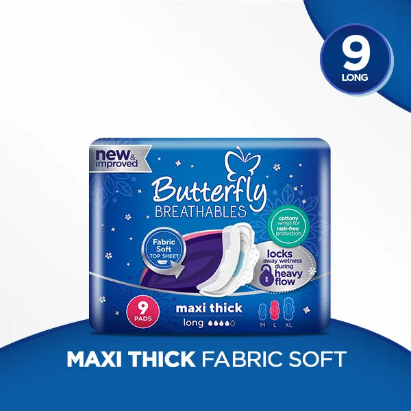 Butterfly Breathable Maxi Thick Sanitary Pads Long 9 Pcs