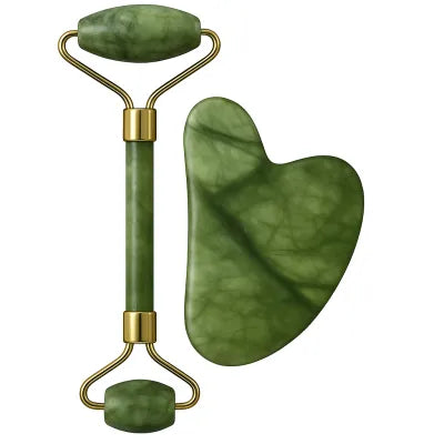 Jade Roller and Gua Sha Set-Facial Beauty Tools Massage Face Roller Skin Stone for Anti-face Ageing Neck Wrinkles,Neck and Eye Treatment Roller for Face and Eyes