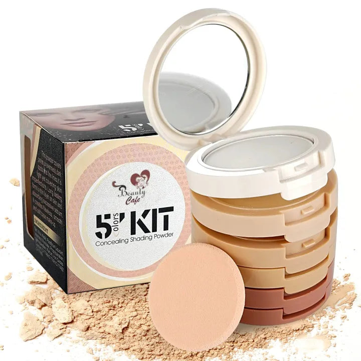 5 Colour Kit - 5 In 1 Compact Face Powder - Face Loose Finishing Face Powder Makeup