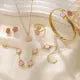 Fashion Alloy Jewelry Set Plum Blossom Five Leaf Flower Earing Girls Bracelet Jewelry Accessory Bracelet