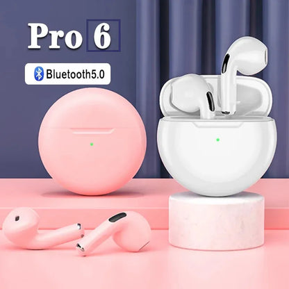 Air Pods Pro 6 Hi-Fi Wireless Air buds 5.0 Bluetooth Earphone Slim small size with Charging Case White