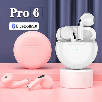 Air Pods Pro 6 Hi-Fi Wireless Air buds 5.0 Bluetooth Earphone Slim small size with Charging Case White