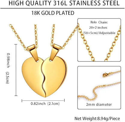 2 PCs Set Heart Broken 2 Locket With 2 Chain