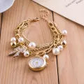Best Pearl Bracelet Watch For Girls Golden Pearls Watch For Ladies Stylish Watch For Women