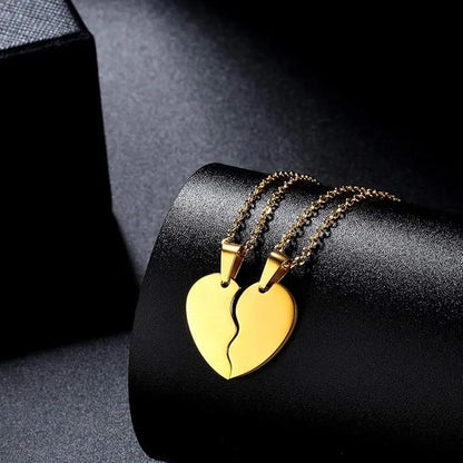 2 PCs Set Heart Broken 2 Locket With 2 Chain