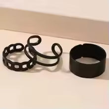 3PCS Black Ring Joint Finger Chain Adjustable Jewellery Anne aux for Men Women Gothic Anillos Aesthetic Anel Trend Accessories