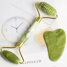 Jade Roller and Gua Sha Set-Facial Beauty Tools Massage Face Roller Skin Stone for Anti-face Aging Neck Wrinkles,Neck and Eye Treatment Roller for Face and Eyes