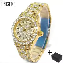 2025 Hot Fashion Gold Watches Women Luxury Stainless Steel Elegant Iced Diamond Jewellery Quartz Wristwatch Ladies watch