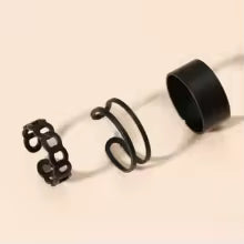 3PCS Black Ring Joint Finger Chain Adjustable Jewellery Anne aux for Men Women Gothic Anillos Aesthetic Anel Trend Accessories