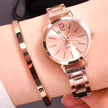 Ladies Fashion Simple Digital Alloy With Quartz Watch LOVE Bracelet 2pcs Set
