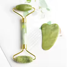 Jade Roller and Gua Sha Set-Facial Beauty Tools Massage Face Roller Skin Stone for Anti-face Aging Neck Wrinkles,Neck and Eye Treatment Roller for Face and Eyes