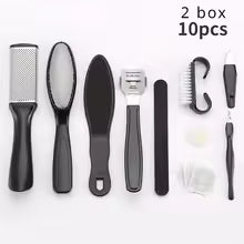 Professional 10 in 1 foot pedicure tools kit spa foot care manicure pedicure set foot relief hard callus removing tools set heels crack repair foot beauty care tools kit 10 in 1 pedicure tools set