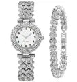 Luxury Diamond Stones Watch with Matching Bracelet – Elegant Gift Set
