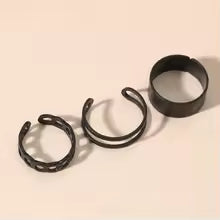 3PCS Black Ring Joint Finger Chain Adjustable Jewellery Anne aux for Men Women Gothic Anillos Aesthetic Anel Trend Accessories