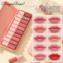 Set of 10 Shimmering Lip Glosses, Easy to Apply, Lip Glose, Lipstick, Moisturising, Shiny Lip Gloss,