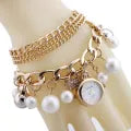 Best Pearl Bracelet Watch For Girls Golden Pearls Watch For Ladies Stylish Watch For Women